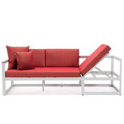 Chelsea White Sectional With Adjustable Headrest & Coffee Table With Cushions - Elax Furniture