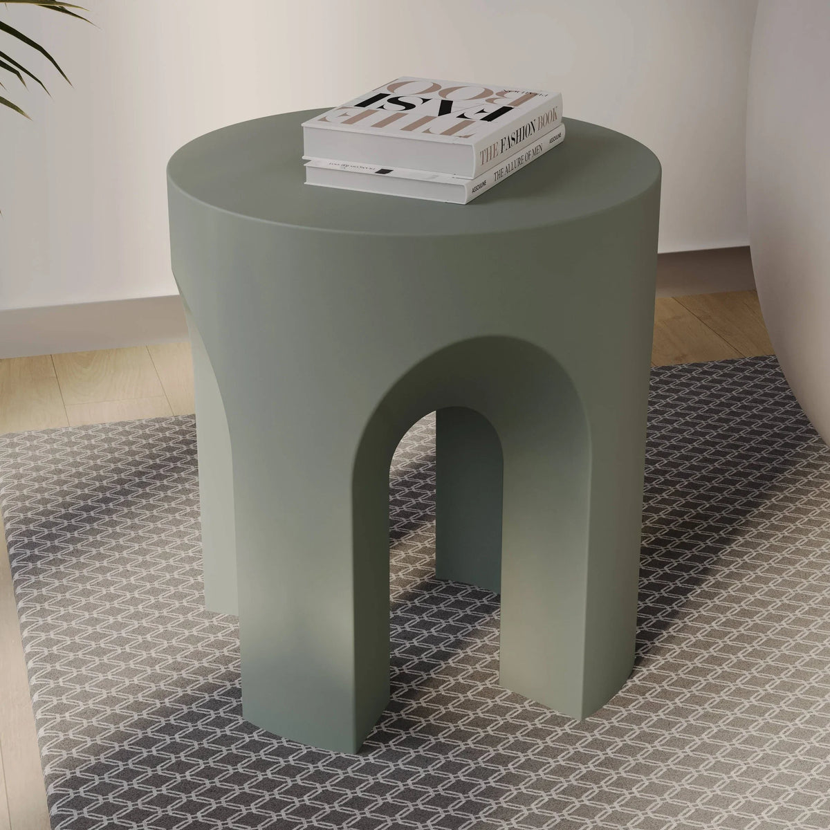 Crus Fiberstone Outdoor Side Table With Arched Base Design - Elax Furniture