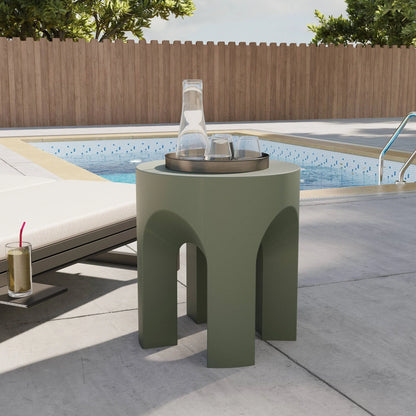 Crus Fiberstone Outdoor Side Table With Arched Base Design - Elax Furniture