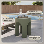 Crus Fiberstone Outdoor Side Table With Arched Base Design - Elax Furniture