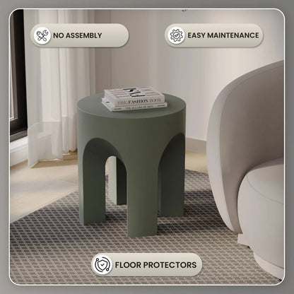 Crus Fiberstone Outdoor Side Table With Arched Base Design - Elax Furniture