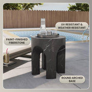 Crus Fiberstone Outdoor Side Table With Arched Base Design - Elax Furniture