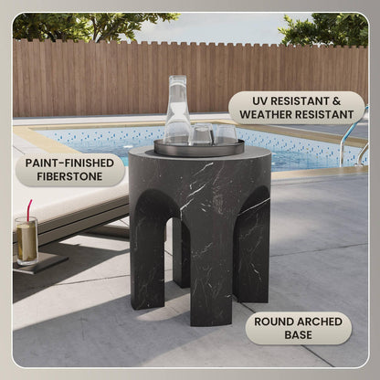 Crus Fiberstone Outdoor Side Table With Arched Base Design - Elax Furniture