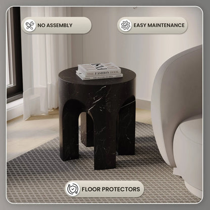 Crus Fiberstone Outdoor Side Table With Arched Base Design - Elax Furniture