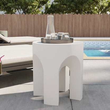 Crus Fiberstone Outdoor Side Table With Arched Base Design - Elax Furniture