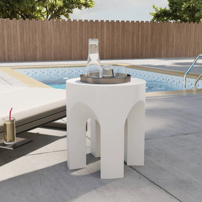 Crus Fiberstone Outdoor Side Table With Arched Base Design - Elax Furniture