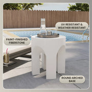 Crus Fiberstone Outdoor Side Table With Arched Base Design - Elax Furniture