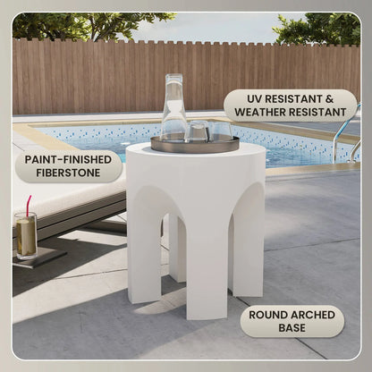 Crus Fiberstone Outdoor Side Table With Arched Base Design - Elax Furniture