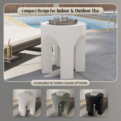 Crus Fiberstone Outdoor Side Table With Arched Base Design - Elax Furniture