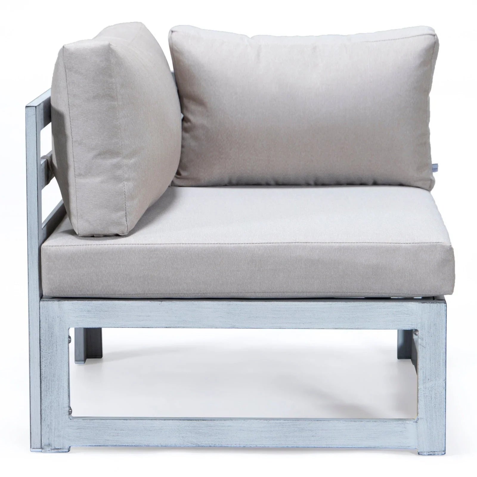 Chelsea 7-Piece Patio Sectional And Coffee Table Set In Weathered Grey Aluminum With Cushions - Elax Furniture