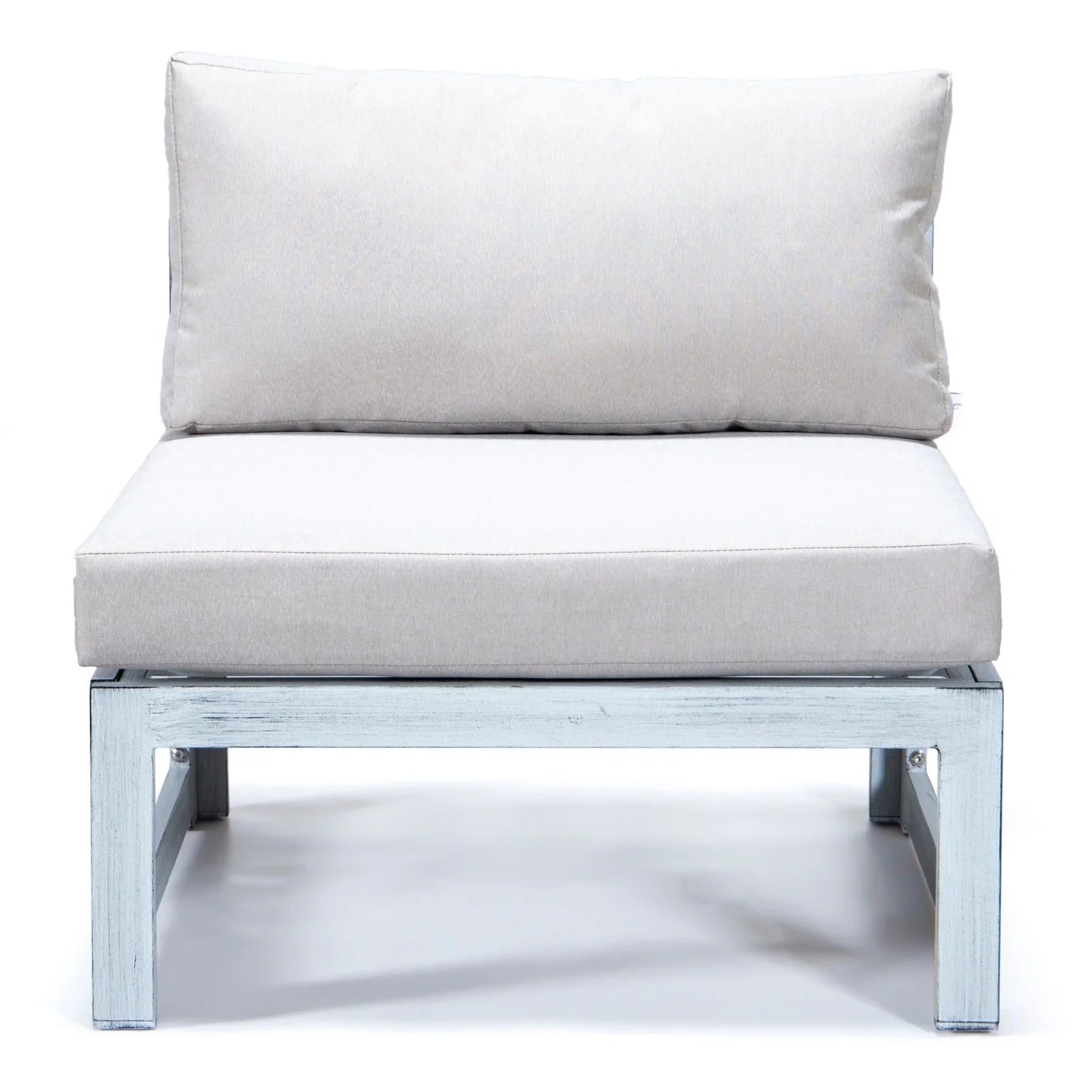 Chelsea 7-Piece Patio Sectional And Coffee Table Set In Weathered Grey Aluminum With Cushions - Elax Furniture