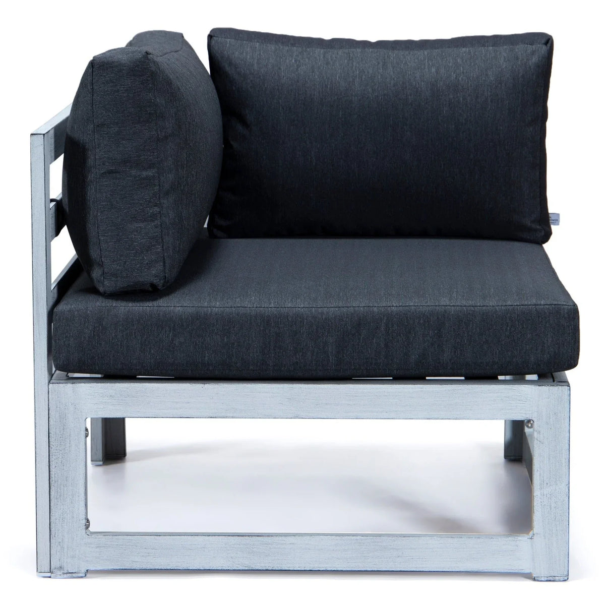 Chelsea 7-Piece Patio Sectional And Coffee Table Set In Weathered Grey Aluminum With Cushions - Elax Furniture