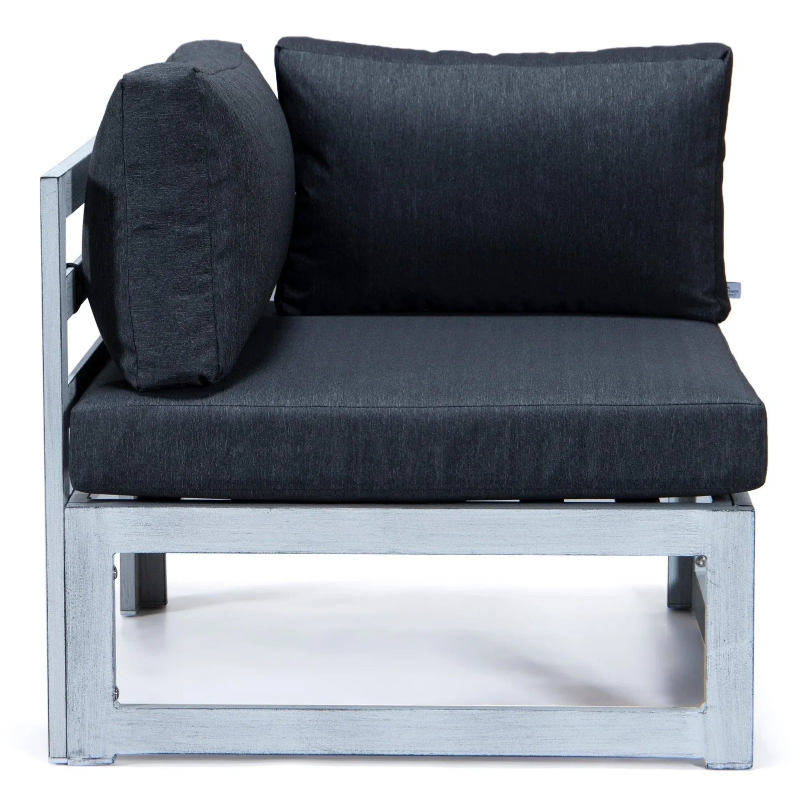 Chelsea 7-Piece Patio Sectional And Coffee Table Set In Weathered Grey Aluminum With Cushions - Elax Furniture