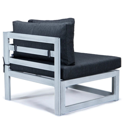 Chelsea 7-Piece Patio Sectional And Coffee Table Set In Weathered Grey Aluminum With Cushions - Elax Furniture