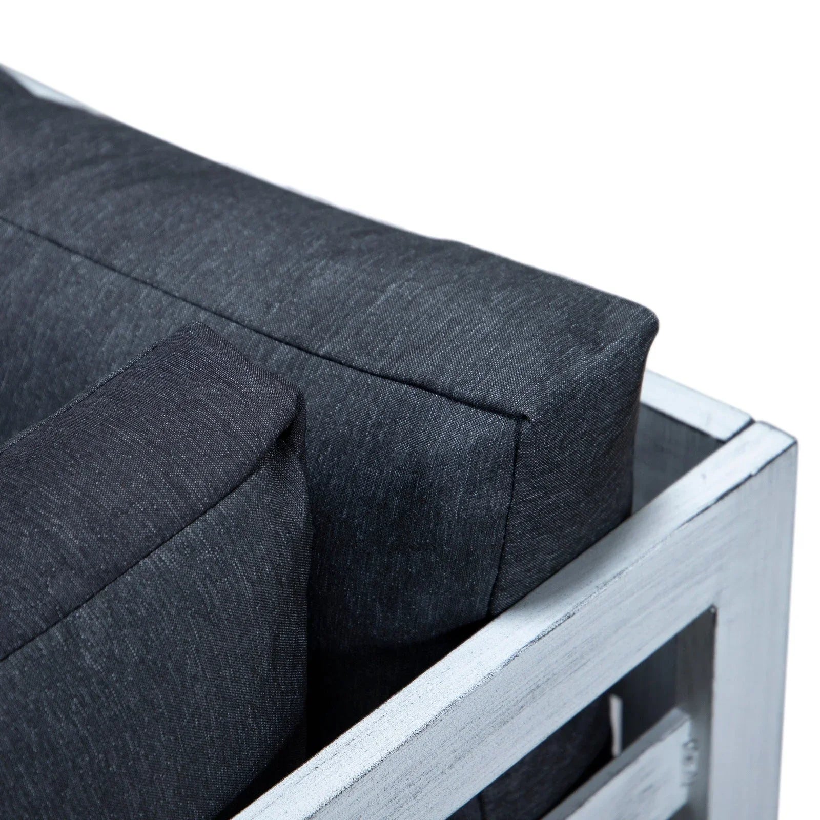 Chelsea 7-Piece Patio Sectional And Coffee Table Set In Weathered Grey Aluminum With Cushions - Elax Furniture