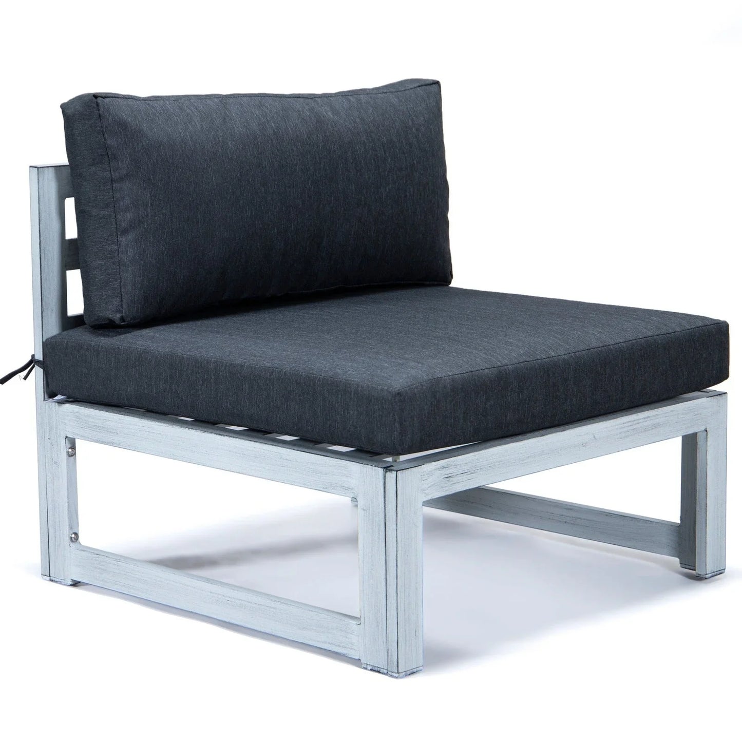 Chelsea 7-Piece Patio Sectional And Coffee Table Set In Weathered Grey Aluminum With Cushions - Elax Furniture