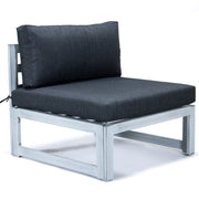 Chelsea 7-Piece Patio Sectional And Coffee Table Set In Weathered Grey Aluminum With Cushions - Elax Furniture