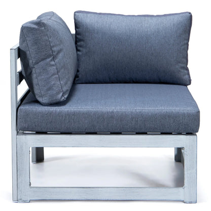 Chelsea 7-Piece Patio Sectional And Coffee Table Set In Weathered Grey Aluminum With Cushions - Elax Furniture