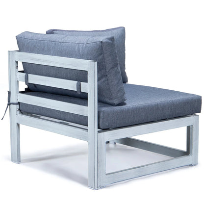 Chelsea 7-Piece Patio Sectional And Coffee Table Set In Weathered Grey Aluminum With Cushions - Elax Furniture