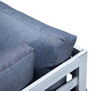 Chelsea 7-Piece Patio Sectional And Coffee Table Set In Weathered Grey Aluminum With Cushions - Elax Furniture