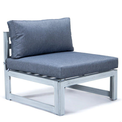 Chelsea 7-Piece Patio Sectional And Coffee Table Set In Weathered Grey Aluminum With Cushions - Elax Furniture