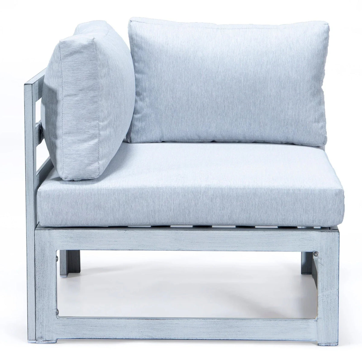 Chelsea 7-Piece Patio Sectional And Coffee Table Set In Weathered Grey Aluminum With Cushions - Elax Furniture