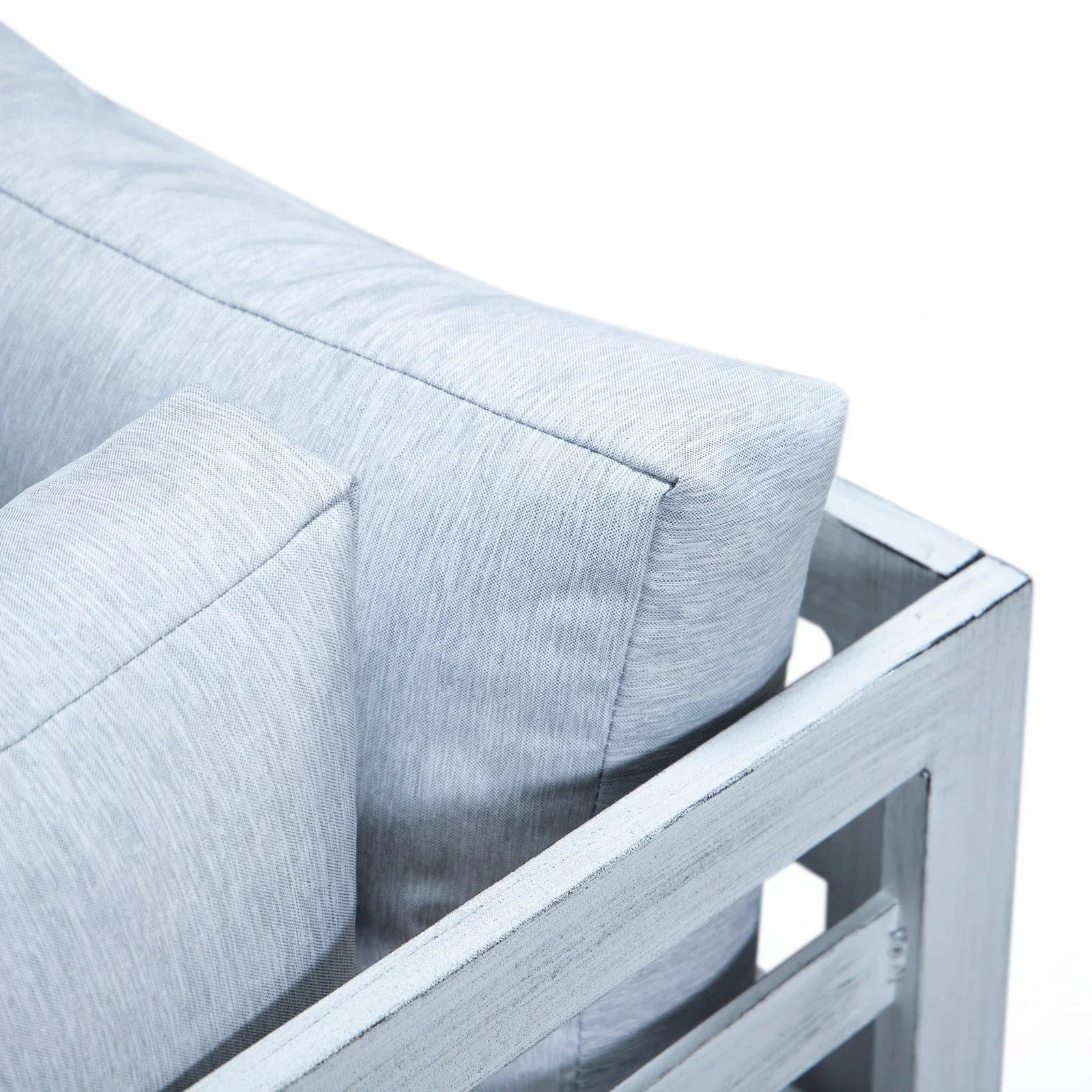 Chelsea 7-Piece Patio Sectional And Coffee Table Set In Weathered Grey Aluminum With Cushions - Elax Furniture