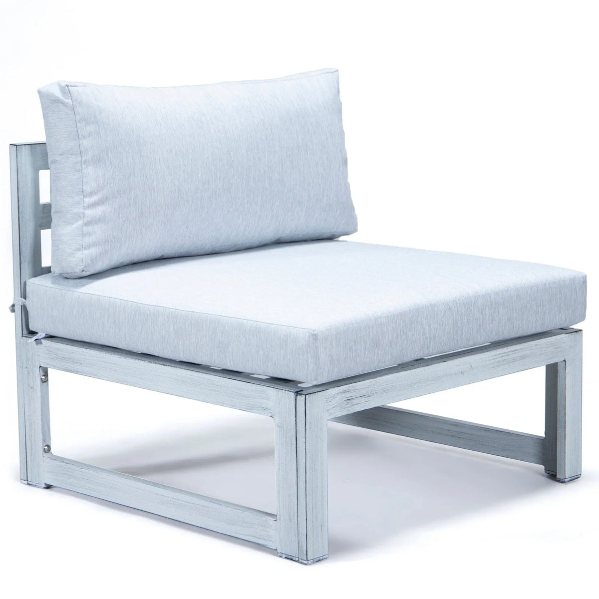 Chelsea 7-Piece Patio Sectional And Coffee Table Set In Weathered Grey Aluminum With Cushions - Elax Furniture