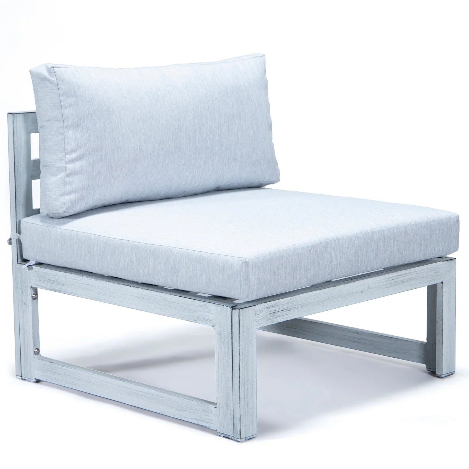 Chelsea 7-Piece Patio Sectional And Coffee Table Set In Weathered Grey Aluminum With Cushions - Elax Furniture