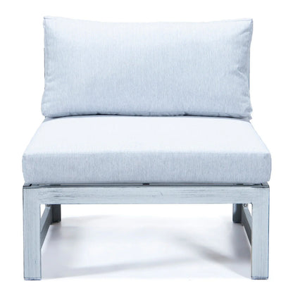 Chelsea 7-Piece Patio Sectional And Coffee Table Set In Weathered Grey Aluminum With Cushions - Elax Furniture