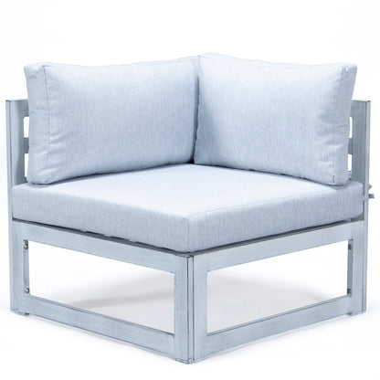 Chelsea 7-Piece Patio Sectional And Coffee Table Set In Weathered Grey Aluminum With Cushions - Elax Furniture