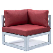 Chelsea 7-Piece Patio Sectional And Coffee Table Set In Weathered Grey Aluminum With Cushions - Elax Furniture