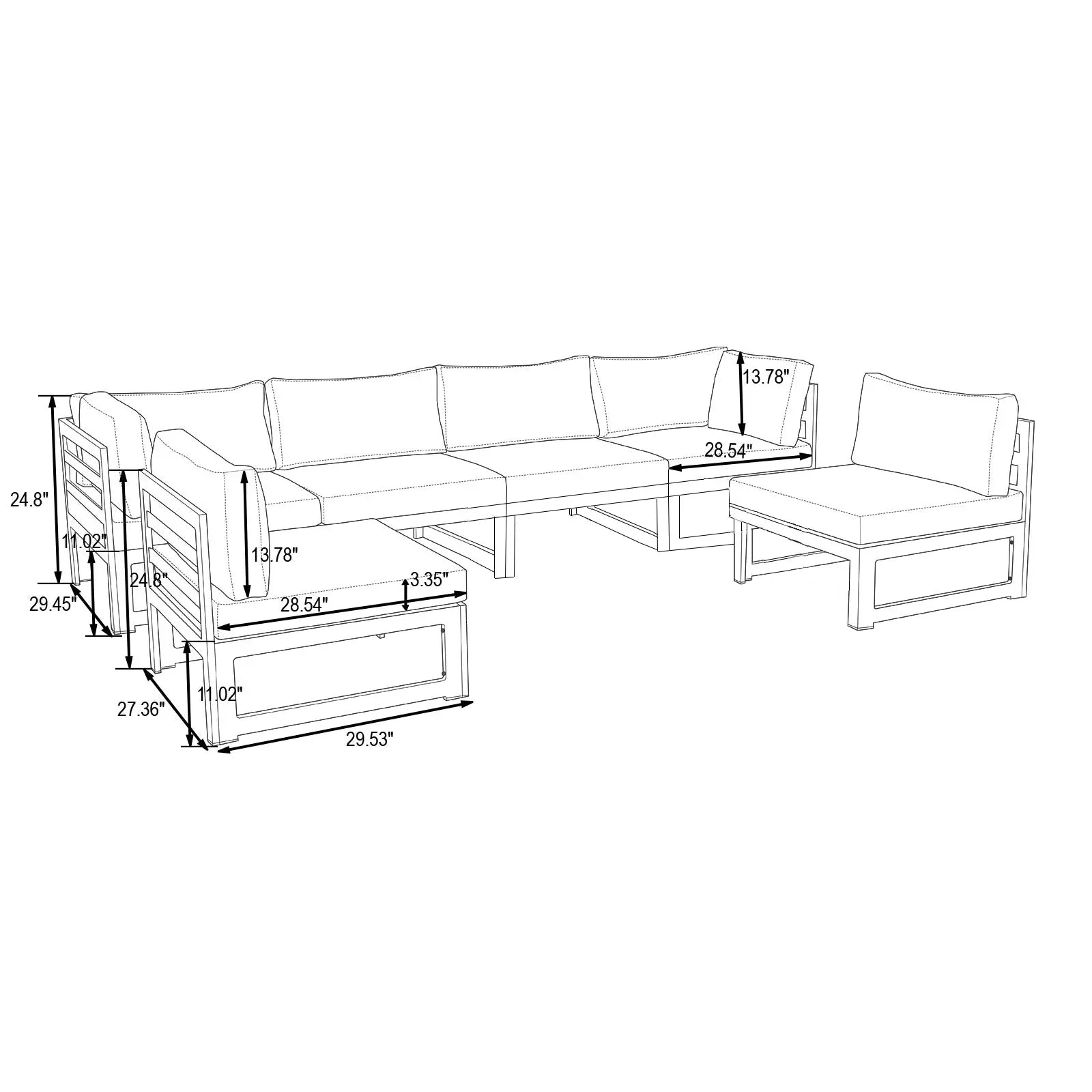 Chelsea 6-Piece Patio Sectional In White Aluminum With Cushions - Elax Furniture