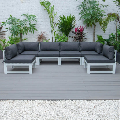 Chelsea 6-Piece Patio Sectional In White Aluminum With Cushions - Elax Furniture