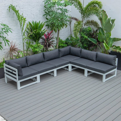 Chelsea 6-Piece Patio Sectional In White Aluminum With Cushions - Elax Furniture