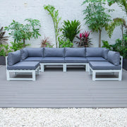 Chelsea 6-Piece Patio Sectional In White Aluminum With Cushions - Elax Furniture