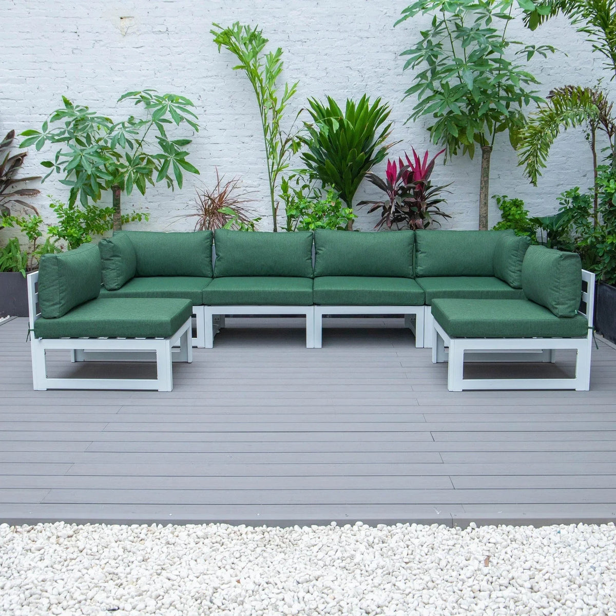 Chelsea 6-Piece Patio Sectional In White Aluminum With Cushions - Elax Furniture