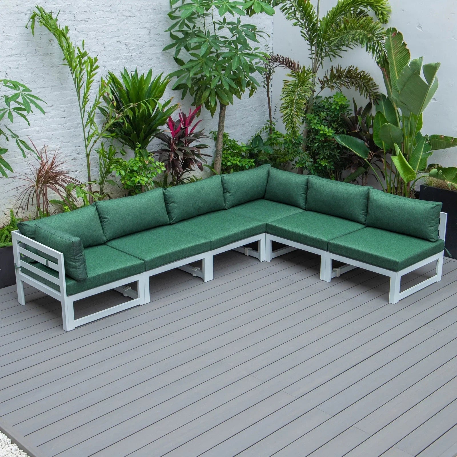 Chelsea 6-Piece Patio Sectional In White Aluminum With Cushions - Elax Furniture