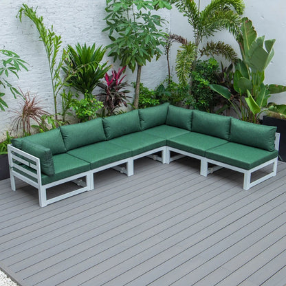 Chelsea 6-Piece Patio Sectional In White Aluminum With Cushions - Elax Furniture