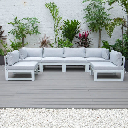 Chelsea 6-Piece Patio Sectional In White Aluminum With Cushions - Elax Furniture