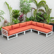 Chelsea 6-Piece Patio Sectional In White Aluminum With Cushions - Elax Furniture