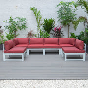 Chelsea 6-Piece Patio Sectional In White Aluminum With Cushions - Elax Furniture