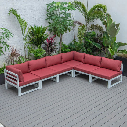 Chelsea 6-Piece Patio Sectional In White Aluminum With Cushions - Elax Furniture