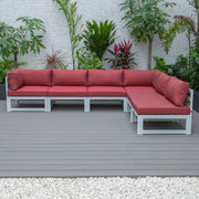 Chelsea 6-Piece Patio Sectional In White Aluminum With Cushions - Elax Furniture