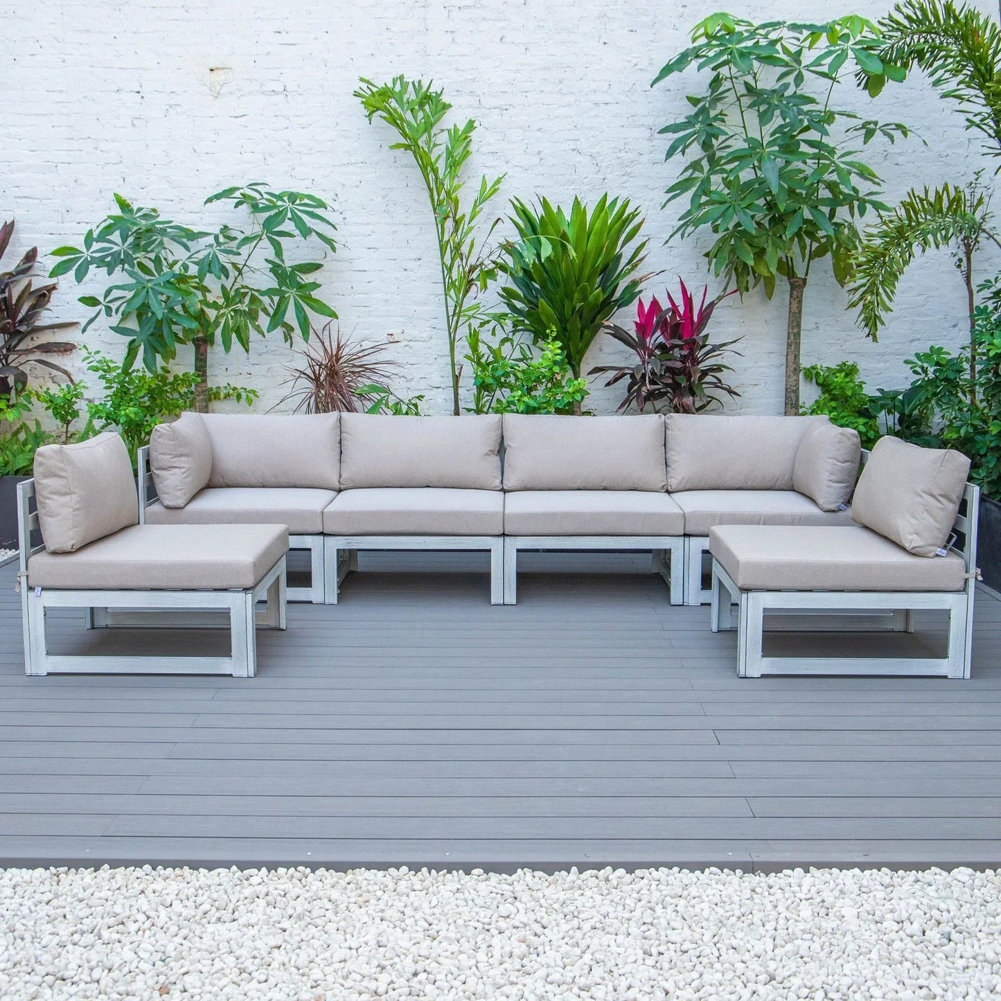 Chelsea 6-Piece Patio Sectional In Weathered Grey Aluminum With Cushions - Elax Furniture