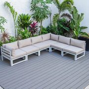 Chelsea 6-Piece Patio Sectional In Weathered Grey Aluminum With Cushions - Elax Furniture