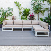 Chelsea 6-Piece Patio Sectional In Weathered Grey Aluminum With Cushions - Elax Furniture