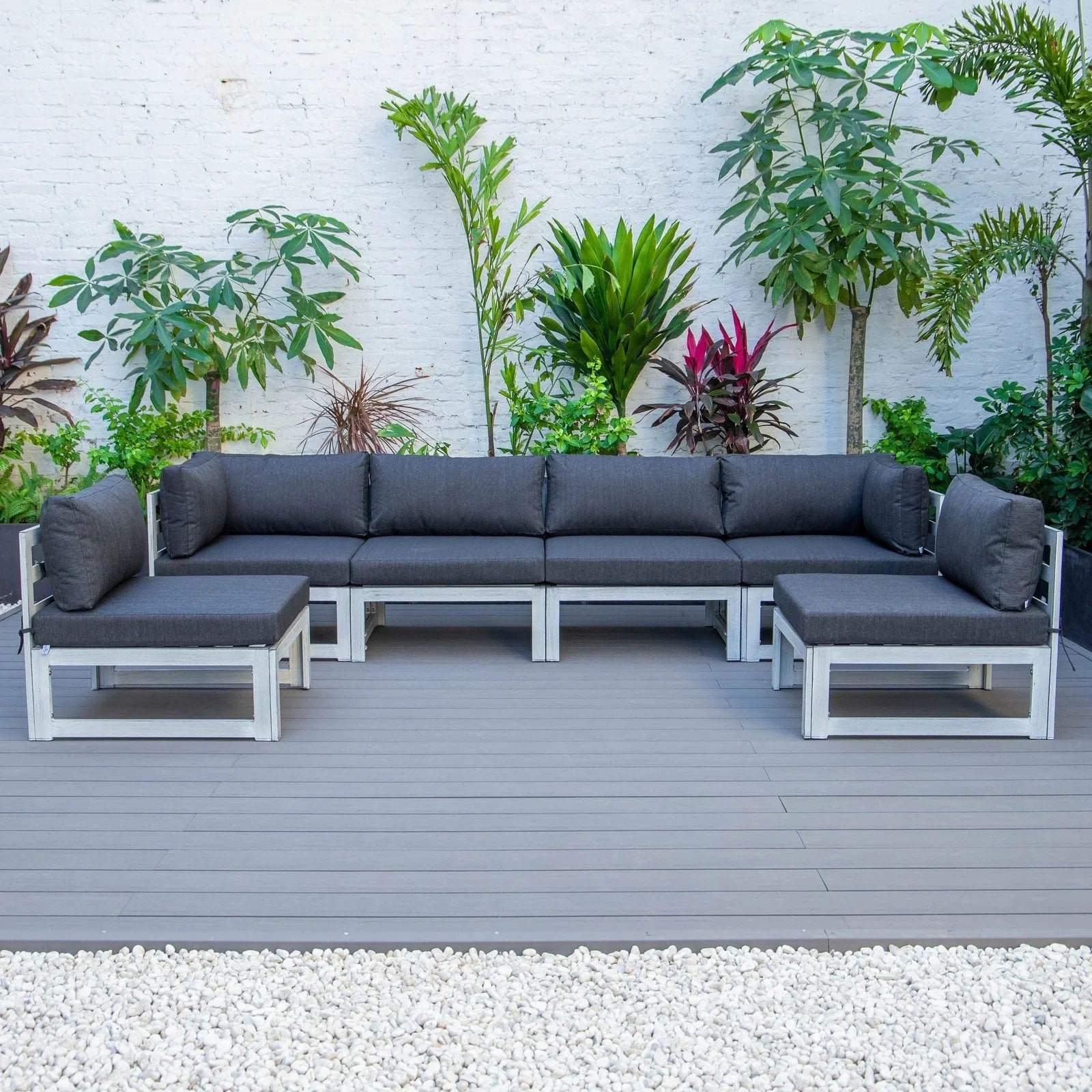 Chelsea 6-Piece Patio Sectional In Weathered Grey Aluminum With Cushions - Elax Furniture