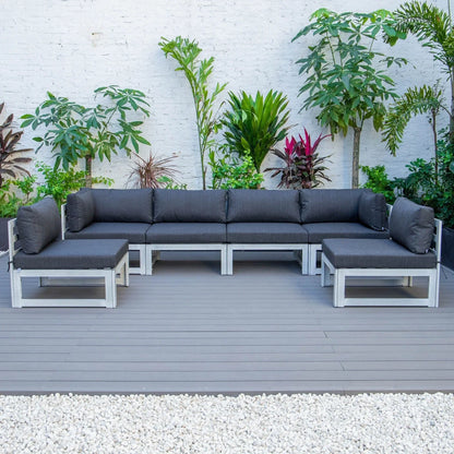 Chelsea 6-Piece Patio Sectional In Weathered Grey Aluminum With Cushions - Elax Furniture