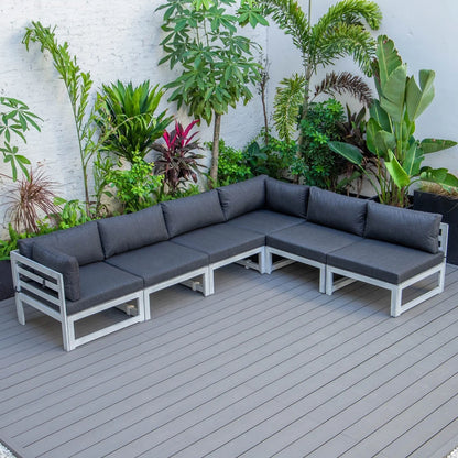 Chelsea 6-Piece Patio Sectional In Weathered Grey Aluminum With Cushions - Elax Furniture